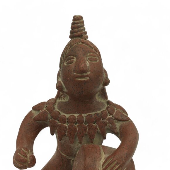 Pre-Columbian Style Terracotta Figurine Seated Drummer Tribal Art Sculpture VTG - Picture 2 of 8
